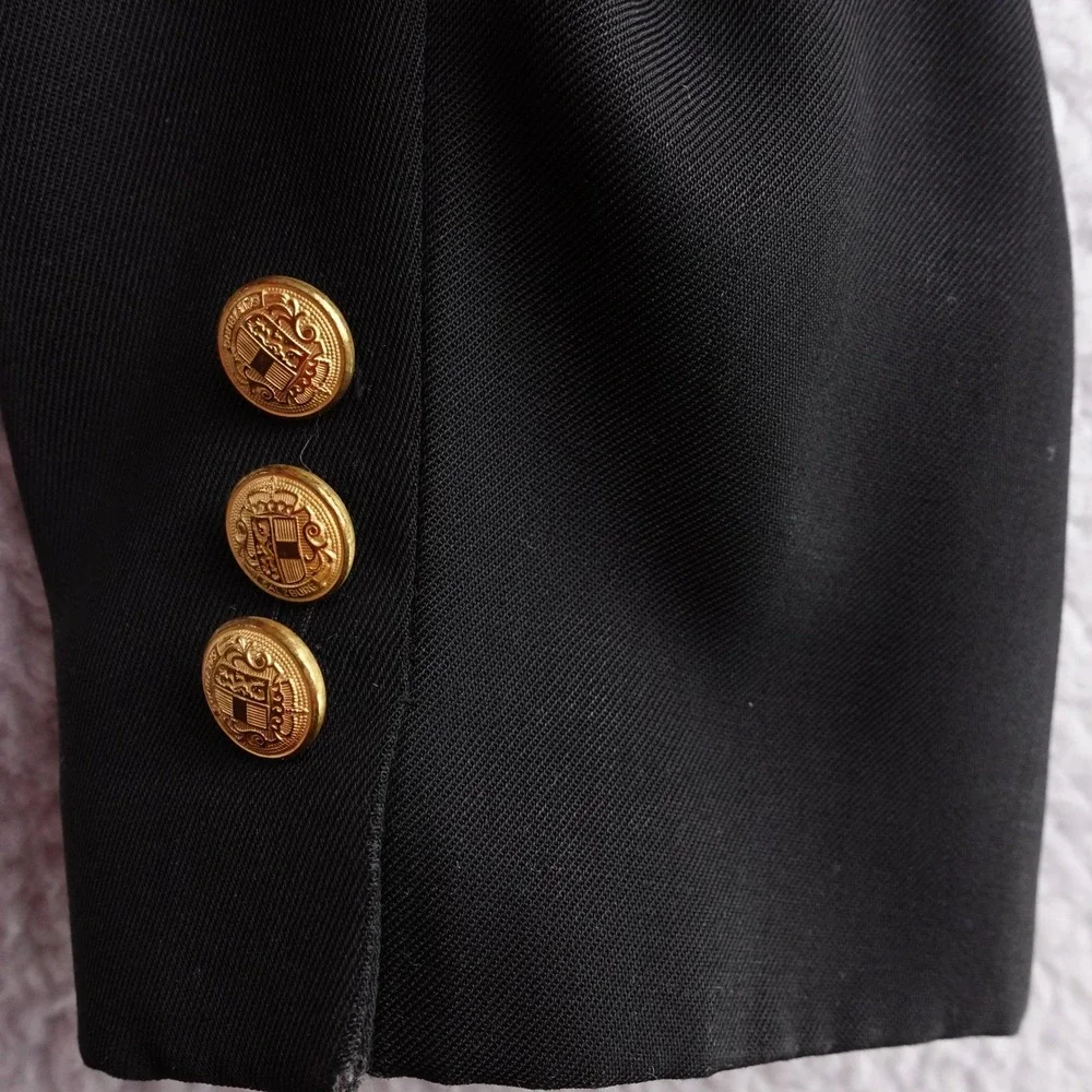 Monsieur Givenchy Black Blazer Gold‎ Button Mens Business Jacket Made in USA 42R